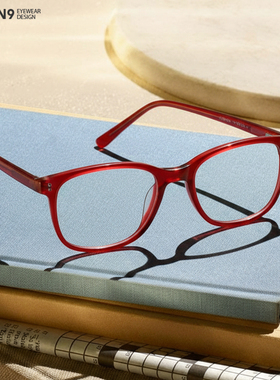 enson9复古红色小方框板材眼镜男女 Y2K可爱极简镜架配近视平光镜