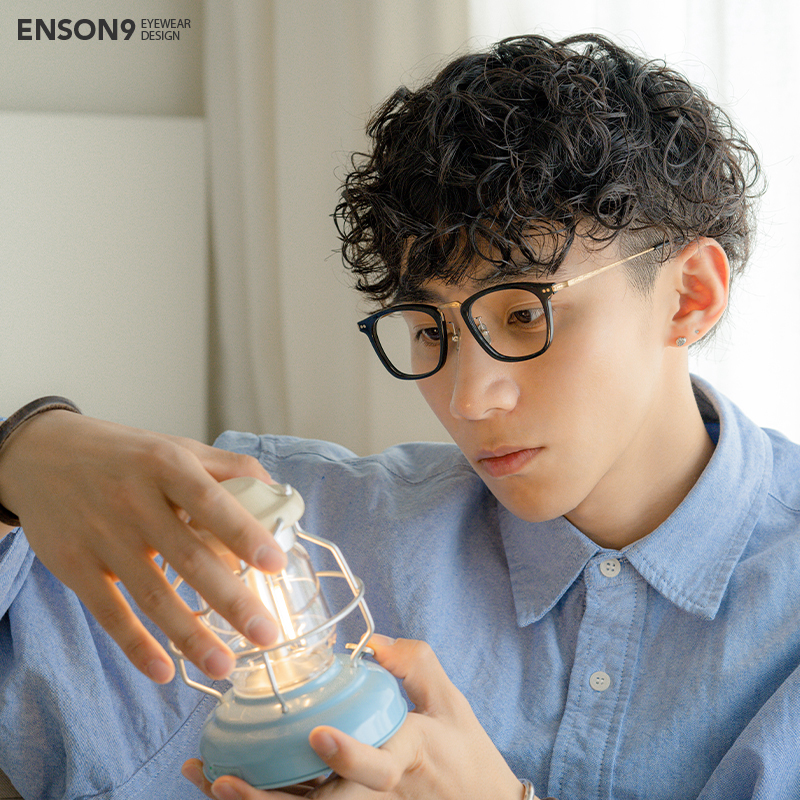 enson9男女方框板材纯钛复古眼镜