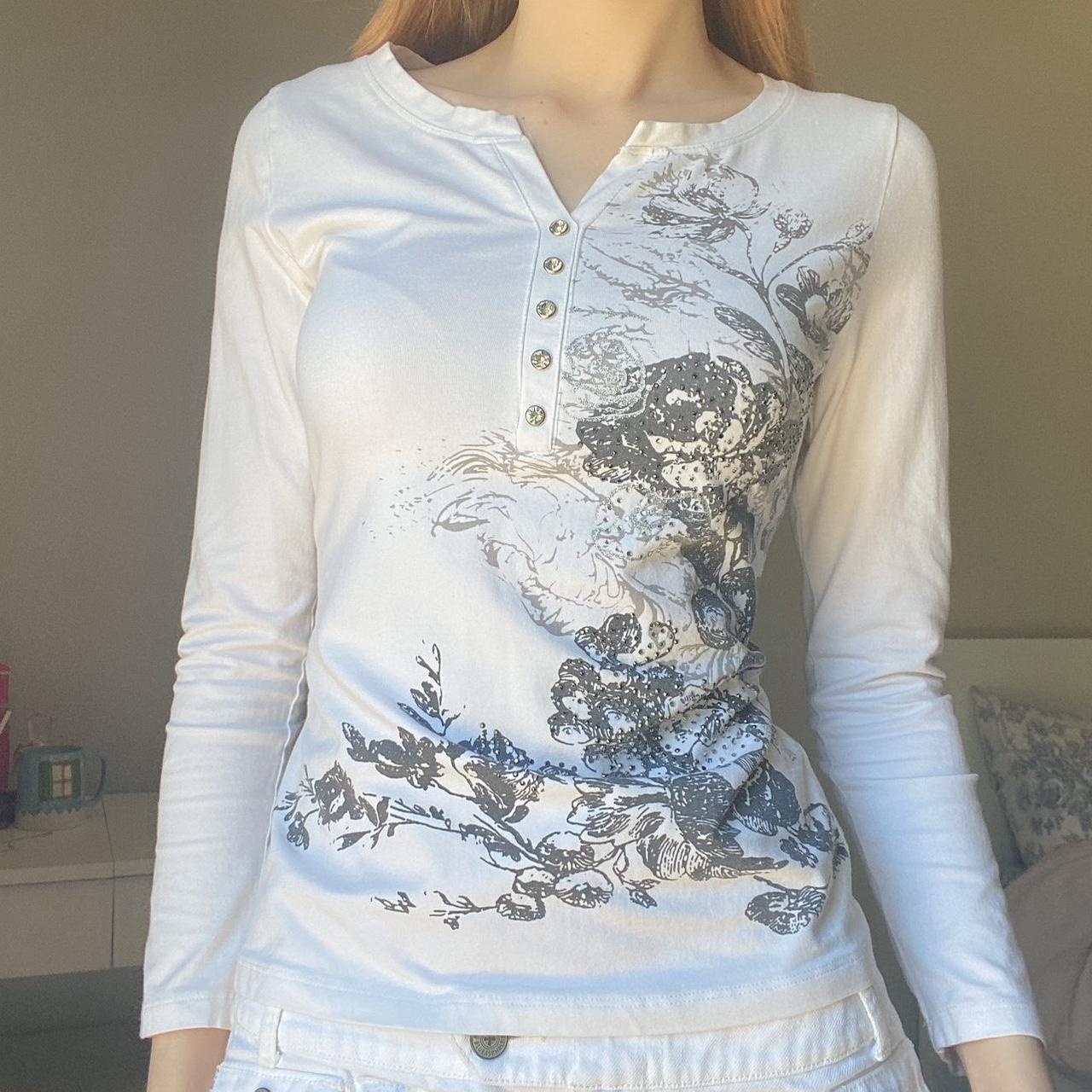 T-shirt ancient style hot brick floral print slim fitting wo 女装/女士精品 T恤 原图主图