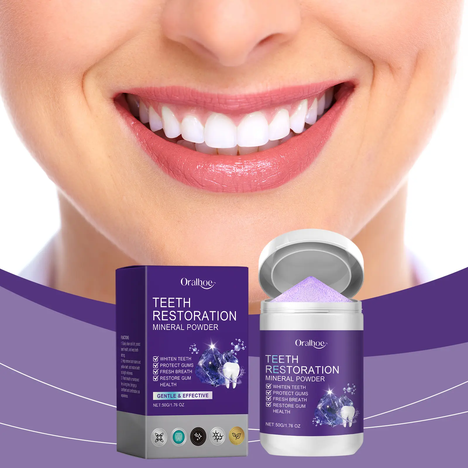 Purple Beauty Tooth PowderGentle careClean teethProtect gums