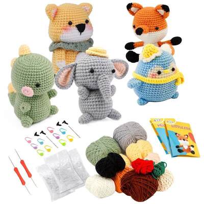 KRABALL DIY Crochet Animal Kit With Hand Knitting Yarn