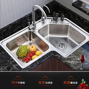 柔美厨房转角智能水槽304不锈钢拐角洗菜盆异形集成水槽净水龙头