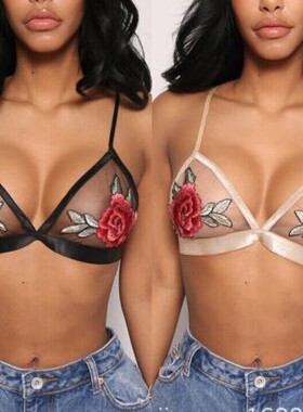 sexy lace bra set Sexy Rose Embroidery Perspective Net charm