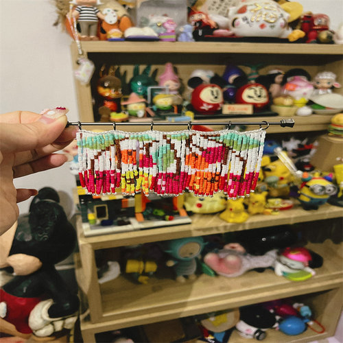 樱桃小门帘串珠娃屋装饰串珠门帘可爱mini缩小版成品串珠门帘