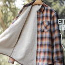 加厚外套摇粒绒保暖格纹衬衣男秋冬 复古格子加绒衬衫 马登工装 美式