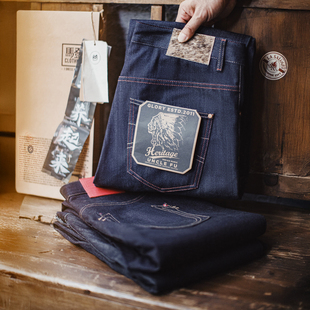 男款 马登工装 赤耳直筒丹宁微锥形原浆休闲裤 复古原牛牛仔裤 春 美式