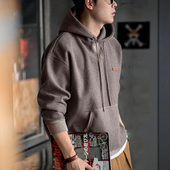 复古毛呢连帽卫衣重磅加厚套头帽衫 马登工装 美式 休闲上衣男春