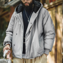 连帽加厚保暖棉衣男秋冬 N3B灰色派克服棉服外套短款 马登工装 美式