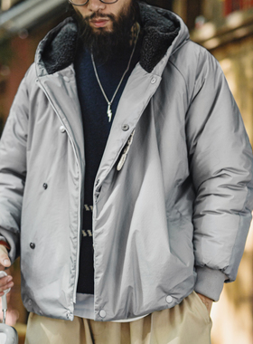 马登工装美式N3B灰色派克服棉服外套短款连帽加厚保暖棉衣男秋冬