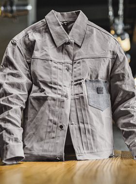 马登工装美式复古油蜡夹克vintage纯棉猎装硬挺灰色一代外套男秋