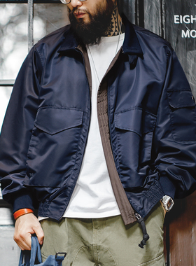 马登工装美式复古G8飞行员夹克军事风阿美咔叽翻领短款外套男春