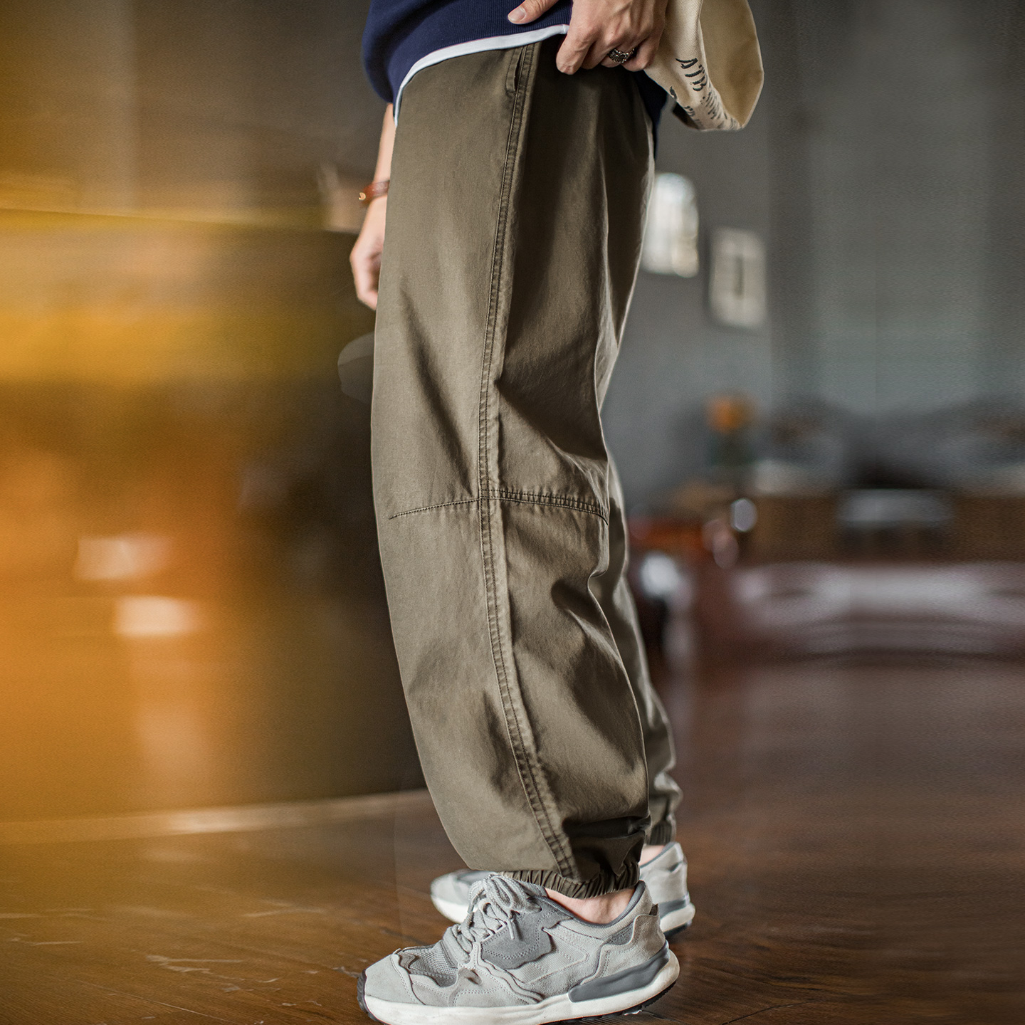 马登工装美式复古做旧束脚休闲裤