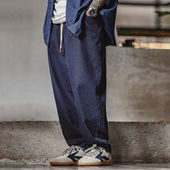 马登工装 男春 松紧腰抽绳水洗直筒老爹裤 美式 休闲Jogger丹宁牛仔裤