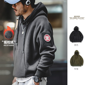 休闲重磅摇粒绒卫衣连帽百搭加厚抓绒套头衫 马登工装 美式 男春