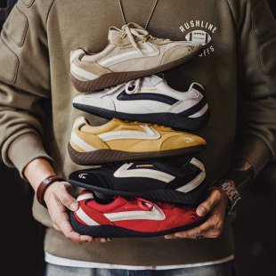 女薄底健身运动休闲板鞋 德训鞋 子 男生复古红色经典 马登极速赛车鞋