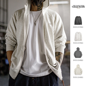 美式 外套男款 休闲灰色连帽卫衣宽松插肩袖 松弛长袖 春 开衫 马登工装