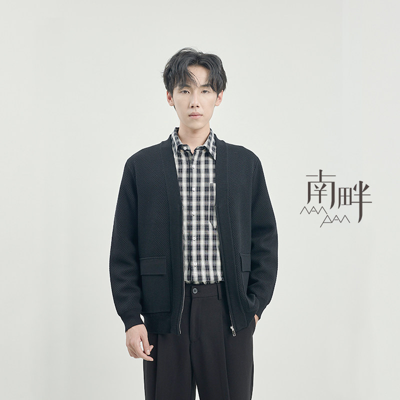 2025秋款 羊毛混纺高级感V领针织开衫外套男士休闲夹克男款通勤