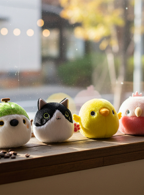 日本三英正版团子动物毛绒公仔企鹅玩偶鸟猫娃娃玩具挂件礼物装饰