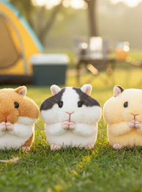 日本三英正版团子动物毛绒公仔仓鼠玩偶娃娃玩具挂件摆件礼物装饰