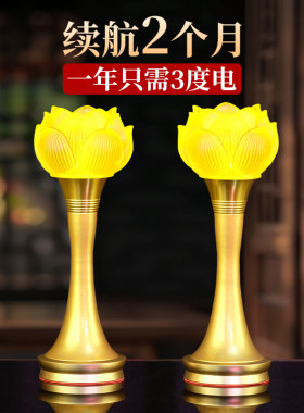 莲花灯充电led琉璃灯观音菩萨佛前供灯家用插电荷花灯电子长明灯