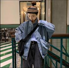 d424a 牛仔外套跨境女装 实拍秋装 宽松原宿风大口袋ins网红立领长袖