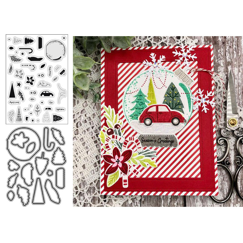 5741圣诞水晶球Scrapbook DIY相册切割模具蚀刻压花模具+透明印章