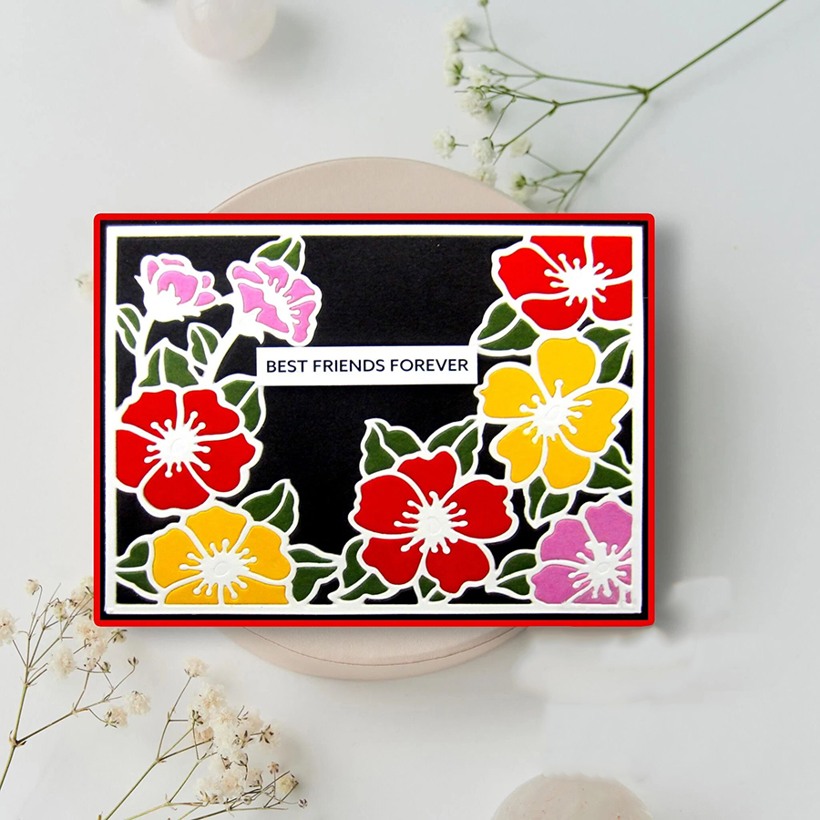 6654花朵背景框架切割模板DIY模具 cutting die手账Scrapbook制作