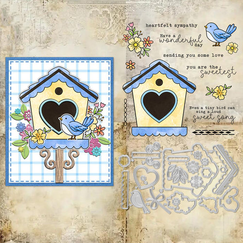 小鸟房子 scrapbook DIY剪贴簿相册卡片 TPR透明硅胶印章 成品章