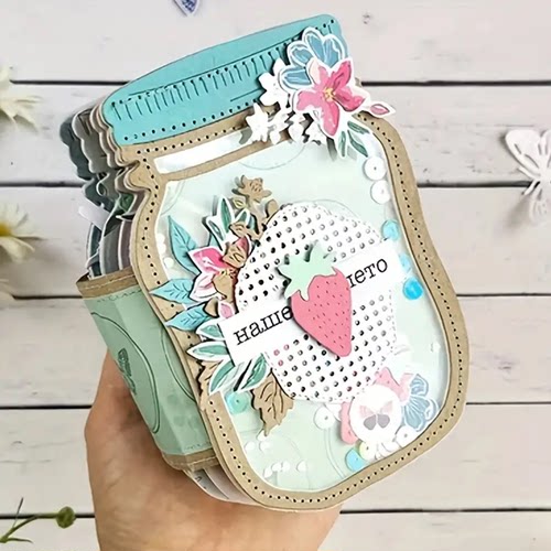 7121 草莓瓶 切割模板DIY模具cutting die贺卡Scrapbook手账制作