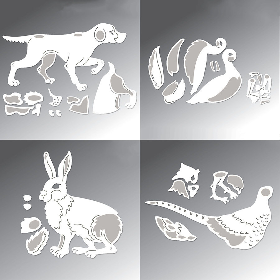 5956狗鸭兔鸡切割模板DIY模具 cutting die贺卡Scrapbook制作工具