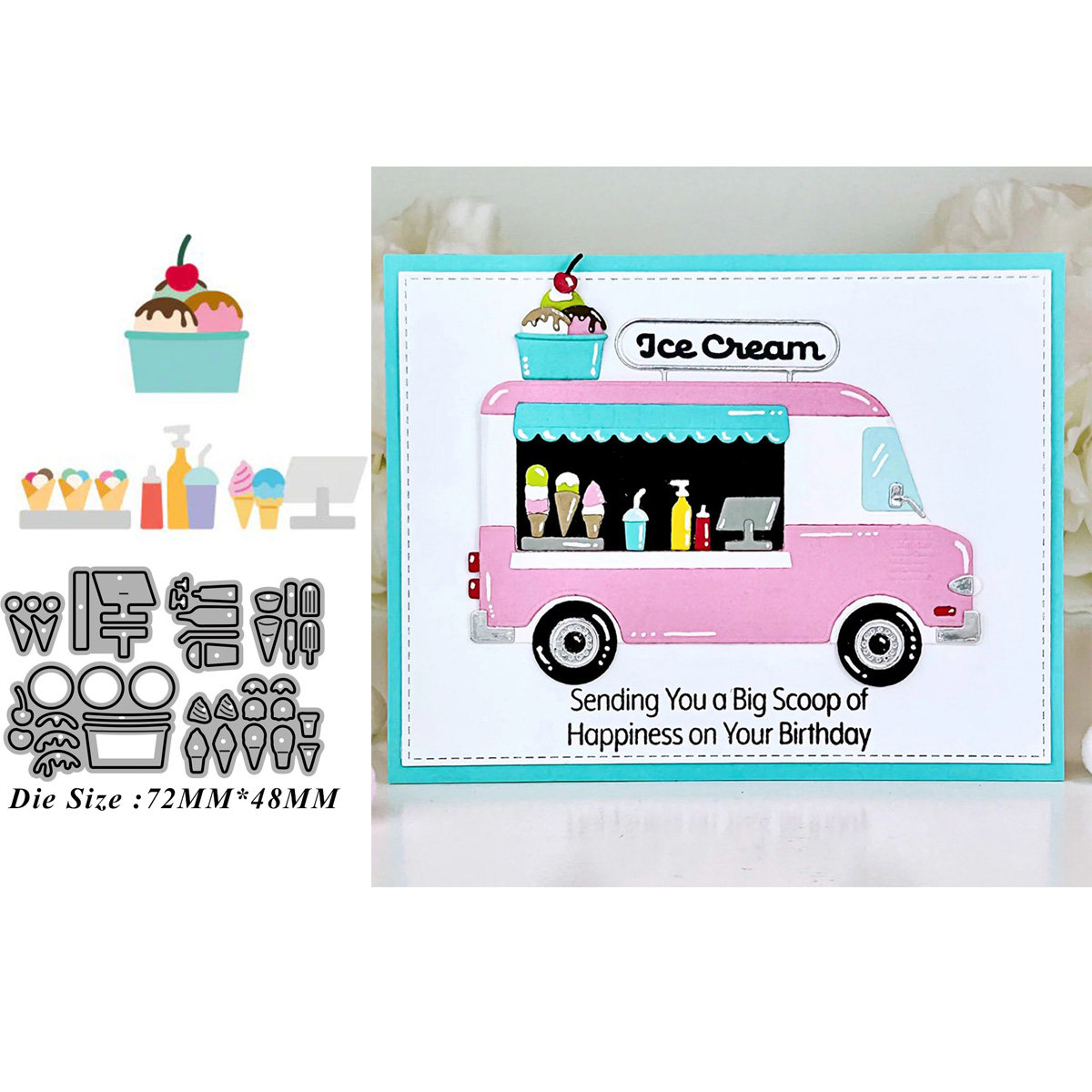 7330冰淇淋 切割模具DIY cutting die碳钢模板Scrapbook手账制作