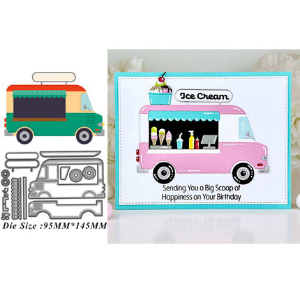 7326露营餐车切割模具DIY cutting die碳钢模板Scrapbook手账制作