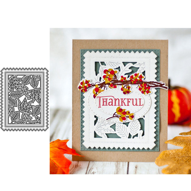 5690树叶背景 切割模板DIY模具cutting die贺卡Scrapbook手账制作