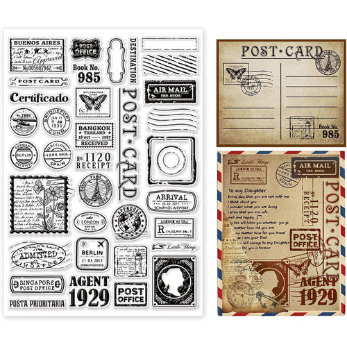 7502邮票 scrapbook DIY剪贴簿相册卡片 TPR透明硅胶印章 成品章