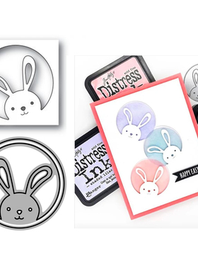 6518兔子圆形标签切割模板DIY模具 cutting die手账Scrapbook制作
