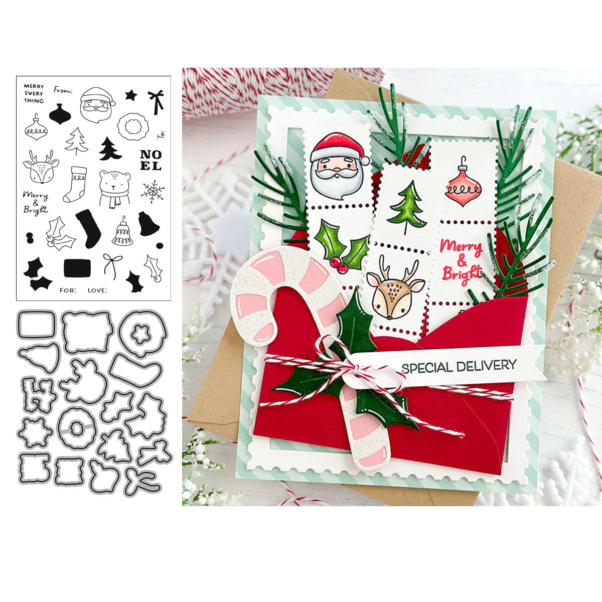 7051圣诞配件 Scrapbook DIY相册切割模具蚀刻压花模具+透明印章