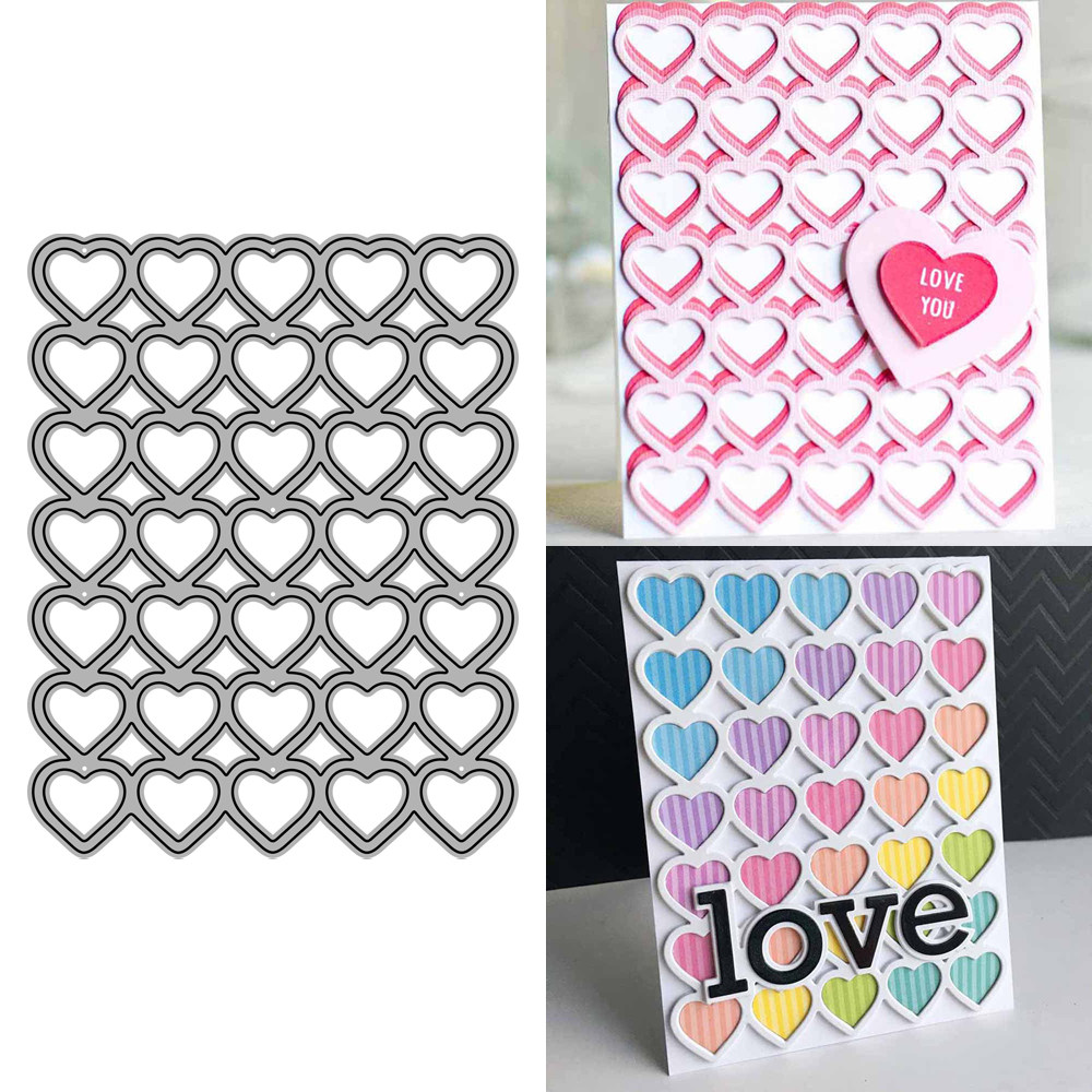 7255爱心背景 切割模板DIY模具cutting die贺卡Scrapbook手账制作
