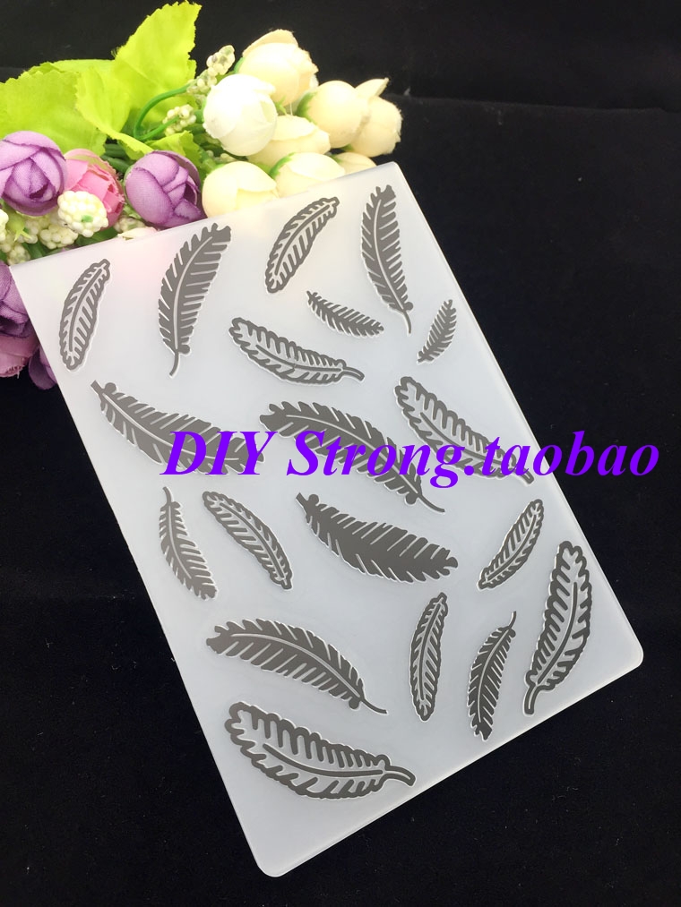 scrapbook DIY相册卡片制作工具 凹凸塑料模板 手账压花模板 羽毛