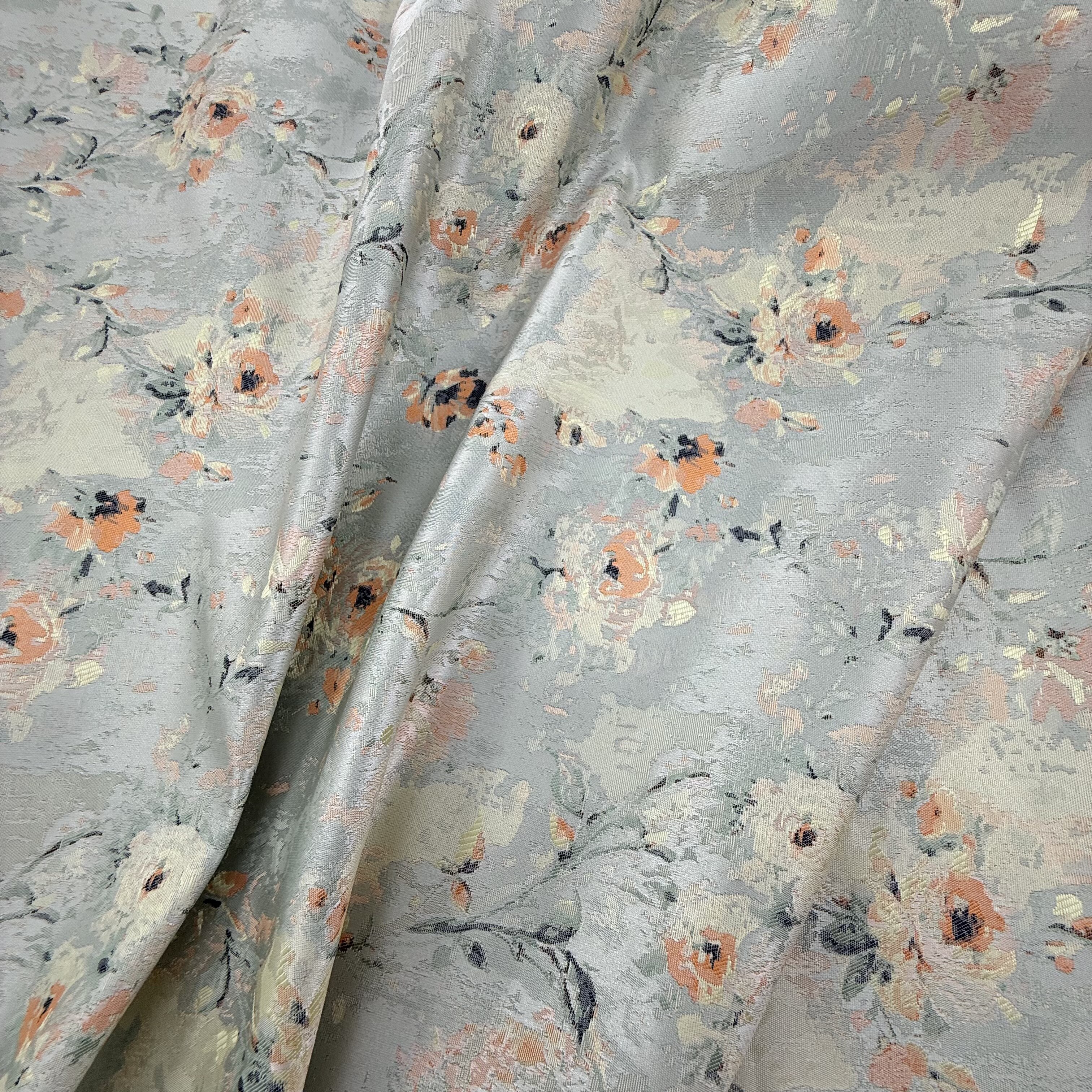 花卉油画宫廷风提花布料新中式暗纹肌理旗袍连衣裙服装设计师面料
