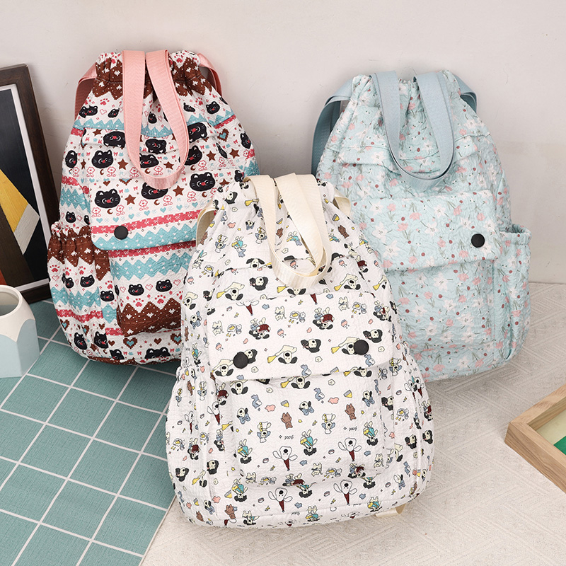 抽带书包卡通补课束口双肩包男孩女童轻便初高中外出旅游双肩背包