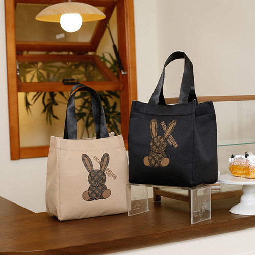 新款帆布手提包大容量帆布包简约上班族上班学生百搭妈咪饭盒便当