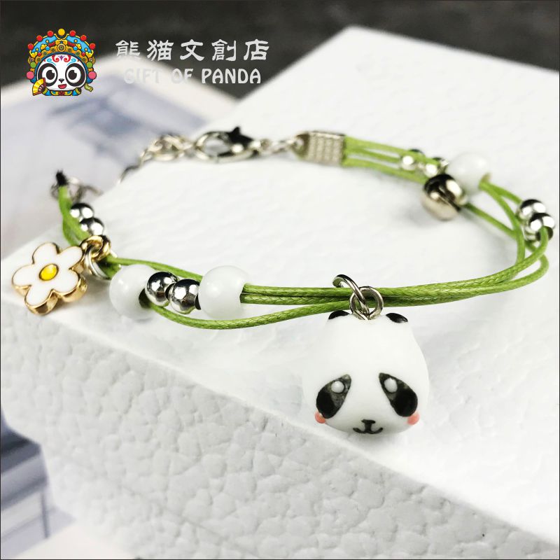 森系熊猫编织手绳手链 ins小众设计手环简约可爱甜美手饰小礼品