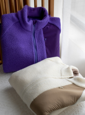 重磅440g美利奴羊毛厚外套美丽诺羊毛岩裂绒宽松保暖男女同款夹克