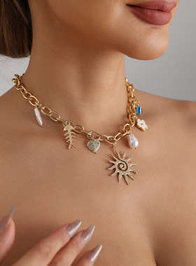 欧美跨境饰品个性设计太阳花项链
