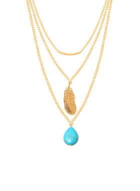 欧美跨境新品项链套索绿松石珠大