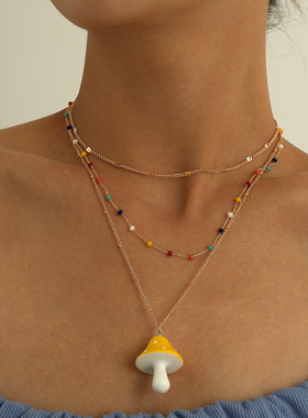 欧美跨境饰品亚克力立体黄色蘑菇