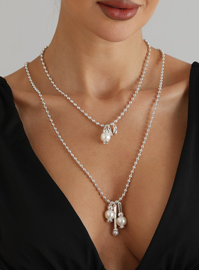 欧美跨境饰品轻奢高级感珍珠吊坠