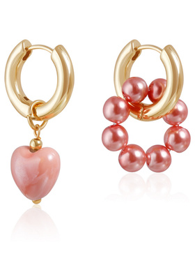 欧美饰品INS风陶瓷爱心复古设计耳钉耳圈几何不对称时尚耳环首饰