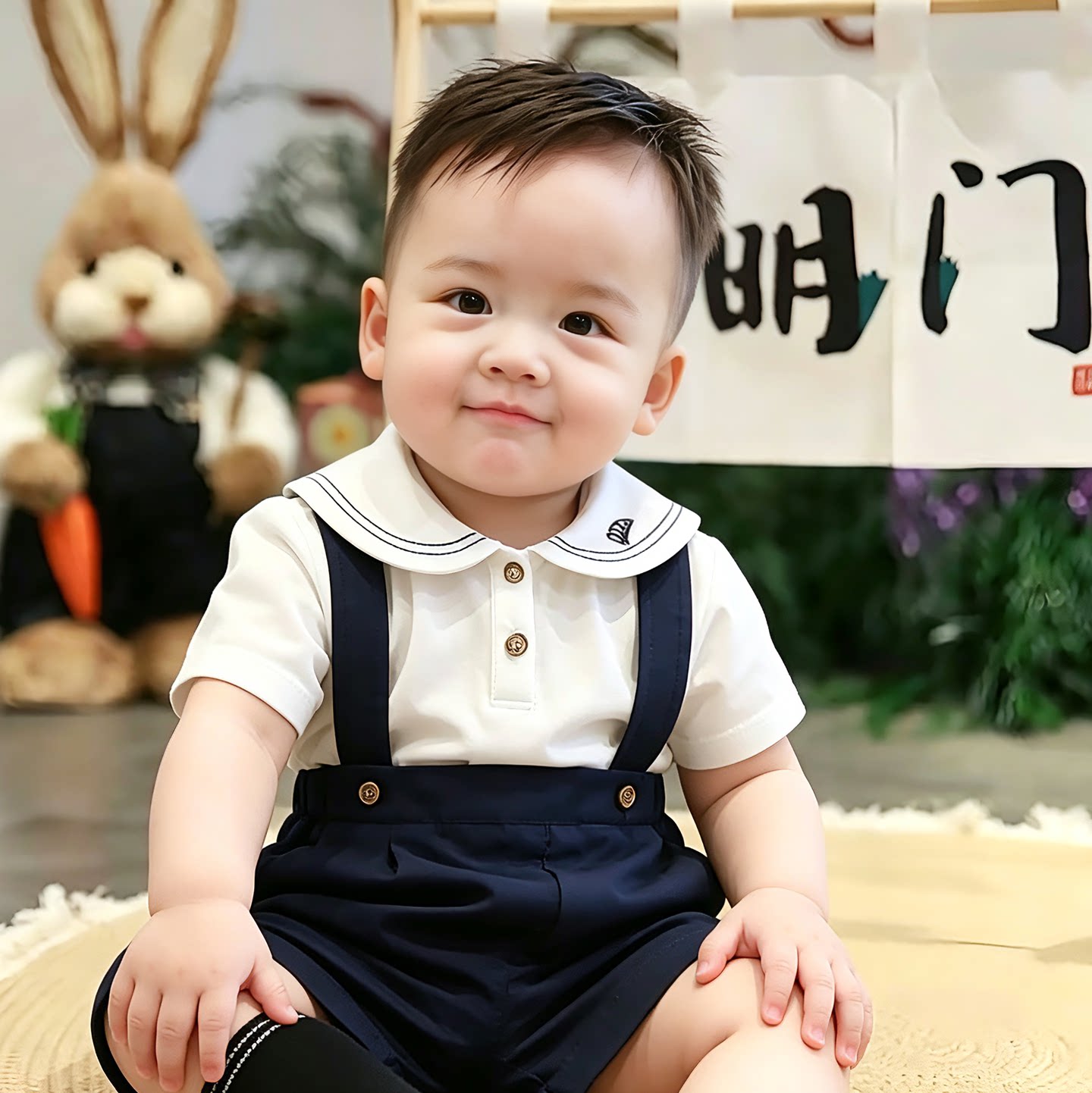 纯棉男宝宝周岁礼服套装