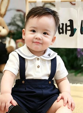 纯棉男宝宝周岁礼服套装